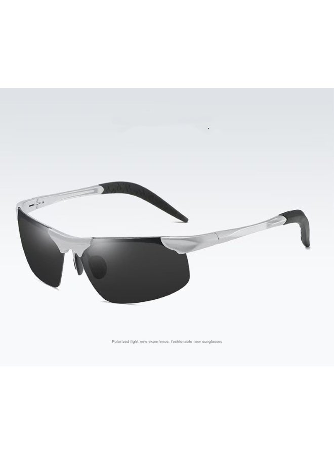 ZESITH New Polarized Men Sunglasses 8177, Retro Metal Half Frame Sports Driving Shades - Gunmetal Frame Dark Grey Lens C3 - Image 2