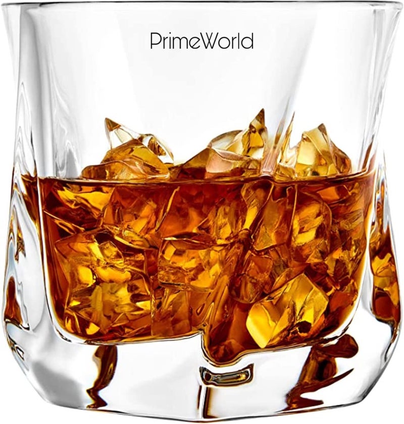 PrimeWorld طقم كؤوس ويسكي كريستال توستر الأوروبي 6 قطع - 300 مل زجاج بار لشرب البوربون، الويسكي، السكوتش، الكوكتيلات، الكونياك - كوكتيل قديم الطراز - Image 1
