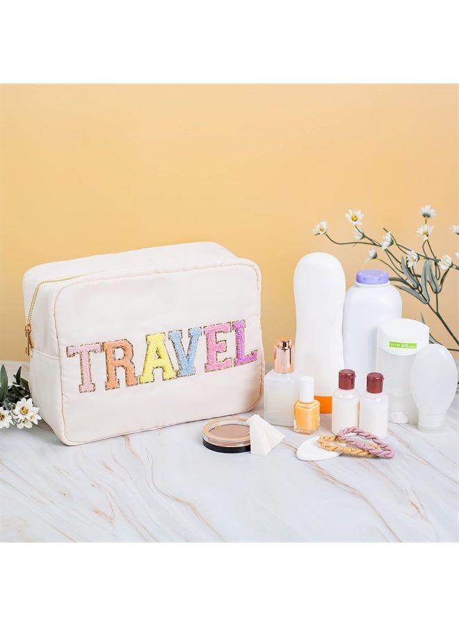 Cosmetic Bag With Glitter Chenille Letters, Nylon Organization Pouch Trendy Letters, Makeup Case for Travel and Dance Stuff, Travel cosmetic bag - Image 5