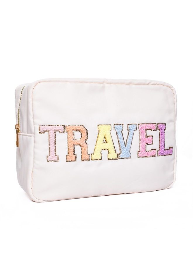 Cosmetic Bag With Glitter Chenille Letters, Nylon Organization Pouch Trendy Letters, Makeup Case for Travel and Dance Stuff, Travel cosmetic bag - Image 2