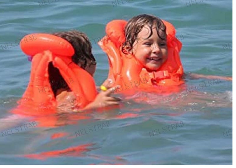 NELSTRAB Swimming Jacket & Swimming Ring Adjustable Float Inflatable Swim Vest Safety Jacket for Kids Girls and Boys(3-6 Year)(Multi Color)(Combo) - Image 2