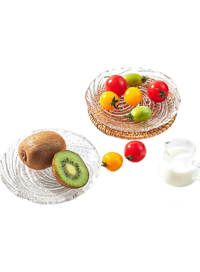 JD.com Jd Jingzao Fruit Plate, Fruit And Dried Fruit Tray Snack Nut Candy High-End Glass Fruit Plate 14Cm, Set Of Two - Image 2