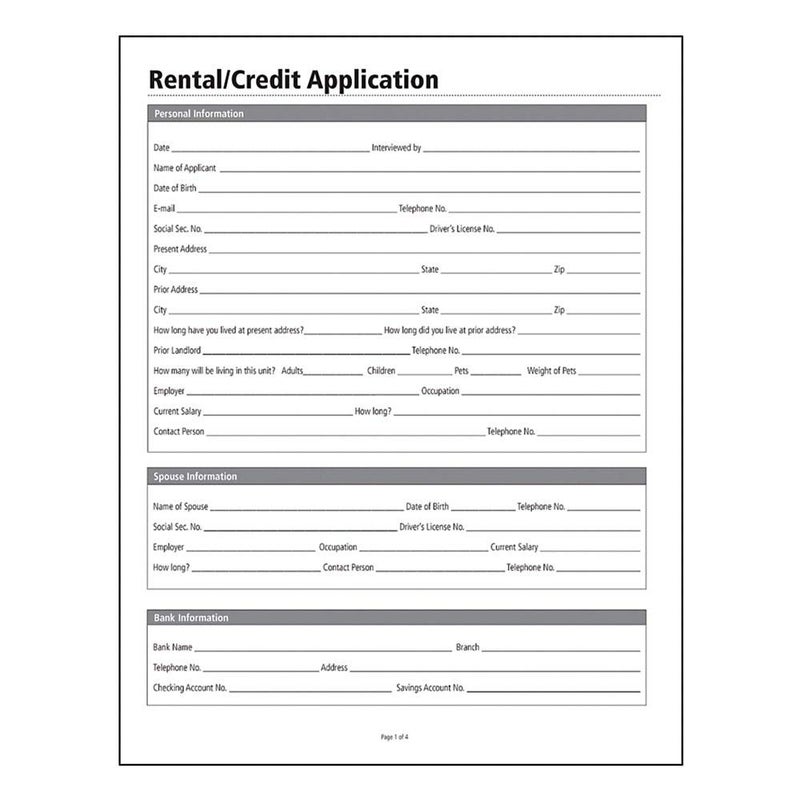 Adams Rental and Credit Application Form, 8.5 x 11 Inch, White (LF305) - Image 4