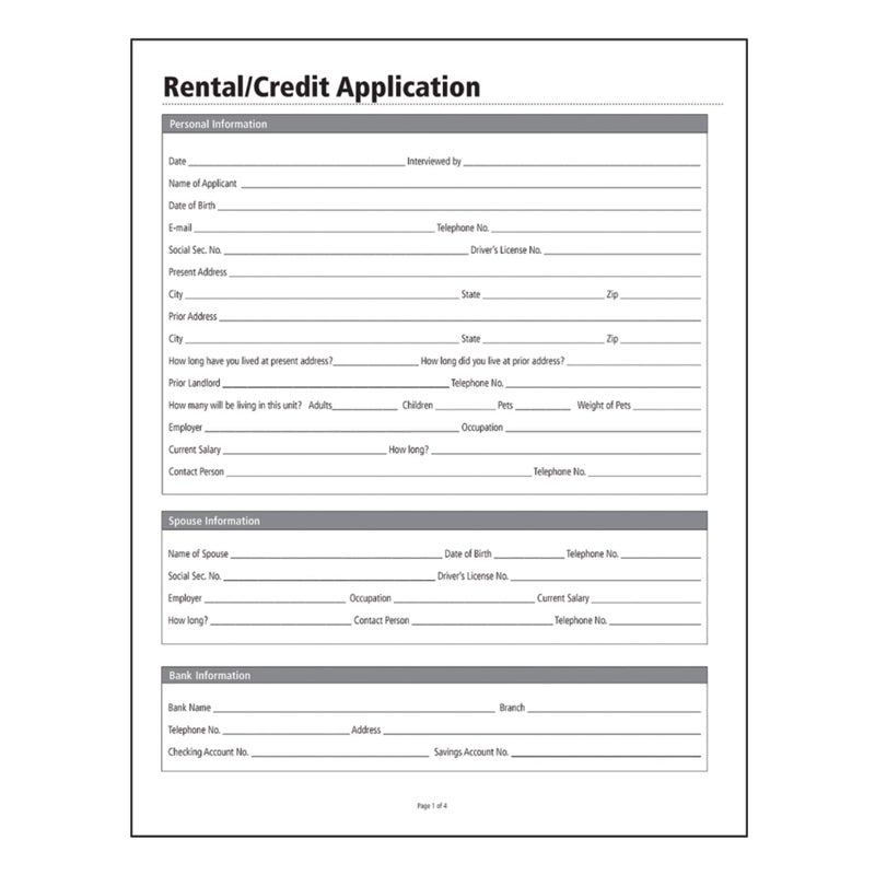 Adams Rental and Credit Application Form, 8.5 x 11 Inch, White (LF305) - Image 2