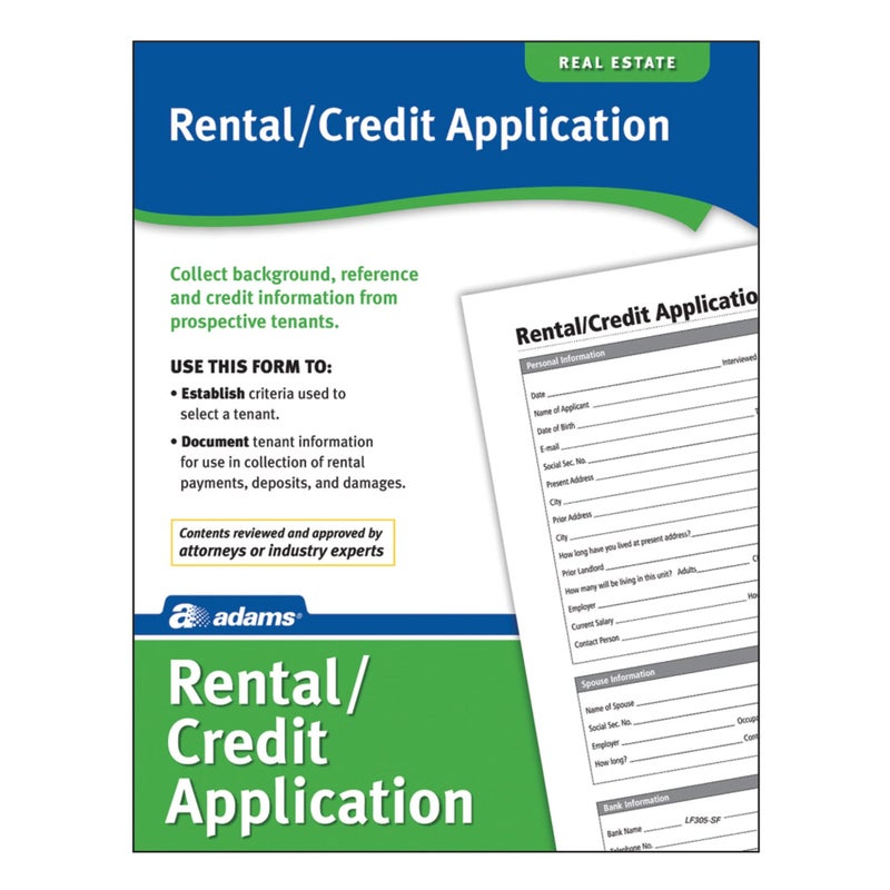 Adams Rental and Credit Application Form, 8.5 x 11 Inch, White (LF305) - Image 1