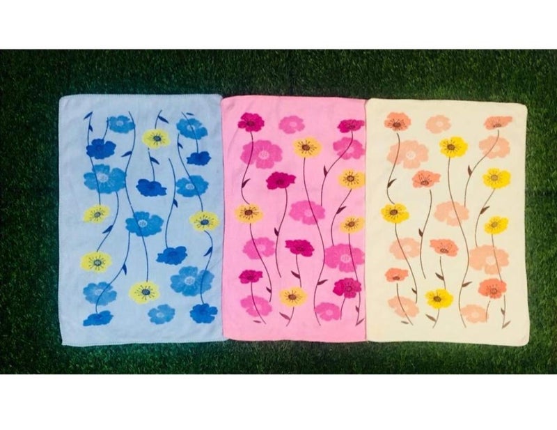 GLOW HOME Glow Home Pack of 6 ( 2 pcs Each of 3 Colors ) ,100% Pure Cotton Print Hand Towels , 300 GSM , Soft Luxury Material, Highly Absorbent, Perfect for Daily Use (14X21 INCH), Multicolor  - Image 5