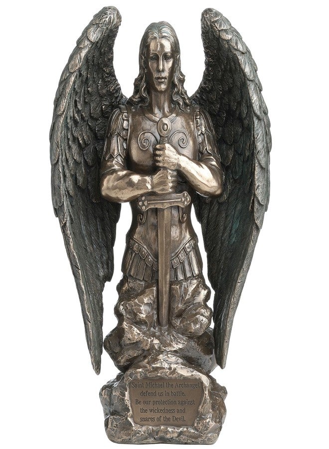 Veronese Design 9 1/8 Inch Saint Michael Prayer Archangel Monument Cold Cast Resin Bronze Finish Angel Statue - Image 1