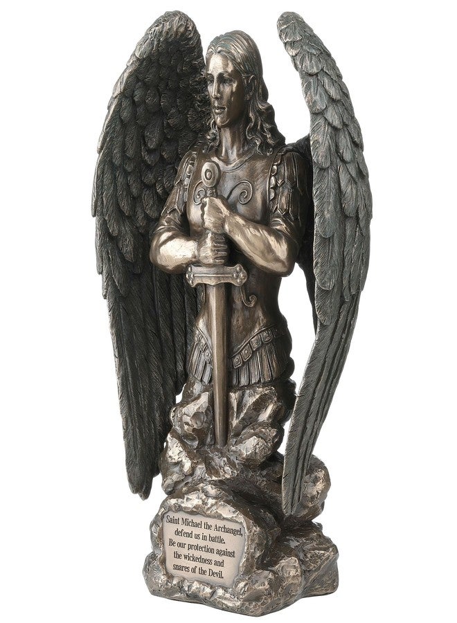 Veronese Design 9 1/8 Inch Saint Michael Prayer Archangel Monument Cold Cast Resin Bronze Finish Angel Statue - Image 2