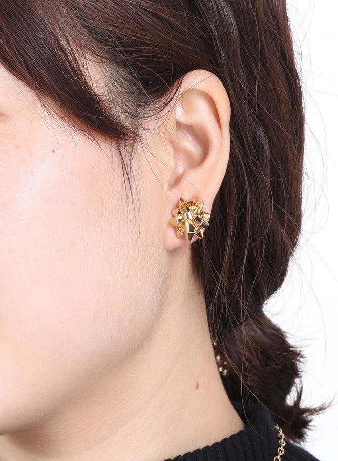 NLCAC Christmas Bow Earrings Studs 3 Pairs of Set Green Red Gift Bow Pierced Earrings Rose Gold - Image 4