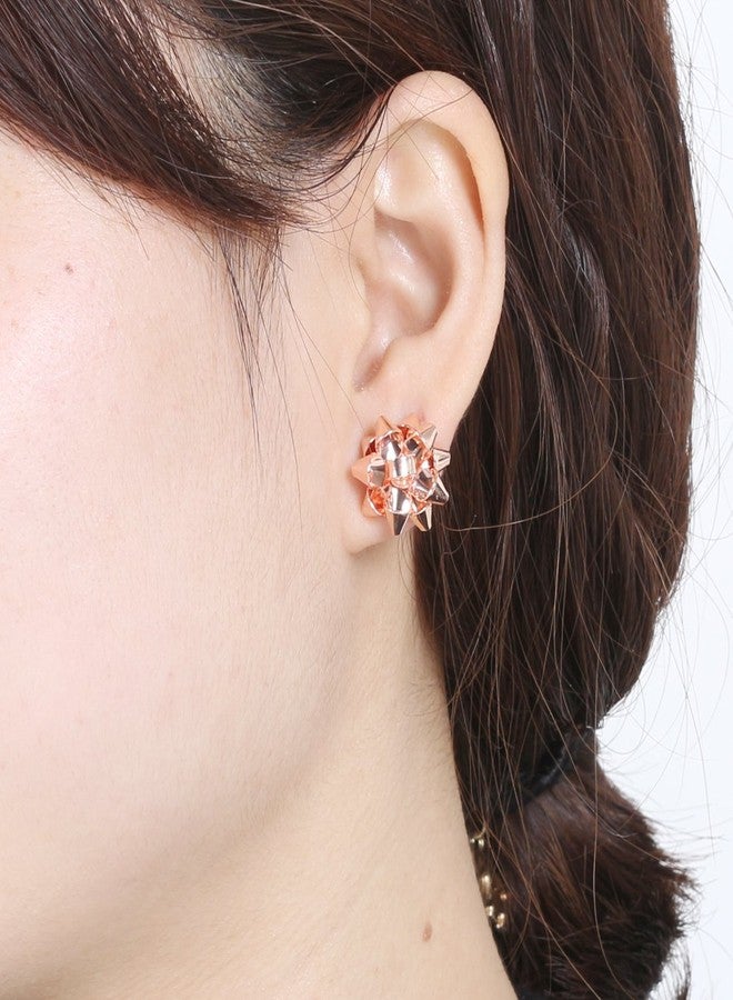 NLCAC Christmas Bow Earrings Studs 3 Pairs of Set Green Red Gift Bow Pierced Earrings Rose Gold - Image 3