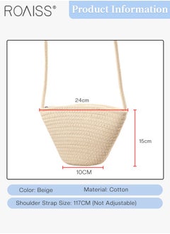 roaiss 2 Pcs Straw Hat and Cotton Woven Bag Set Boho Style Bow Decor Straw Sun Hat Summer Floppy Beach Wide Brim Cap and Crossbody Vacation Beach Bag for Women  - Image 4