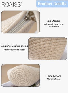 roaiss 2 Pcs Straw Hat and Cotton Woven Bag Set Boho Style Bow Decor Straw Sun Hat Summer Floppy Beach Wide Brim Cap and Crossbody Vacation Beach Bag for Women  - Image 5