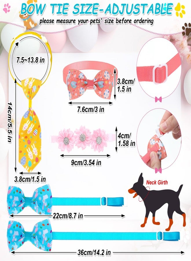 Reginary 70 Pcs Easter Dog Bow Ties Collar Set Adjustable Grooming Hair Bows Rabbit Eggs Butterfly Rhinestone Pattern Neckties for Spring Easter Puppy Cat Supplies - Image 4