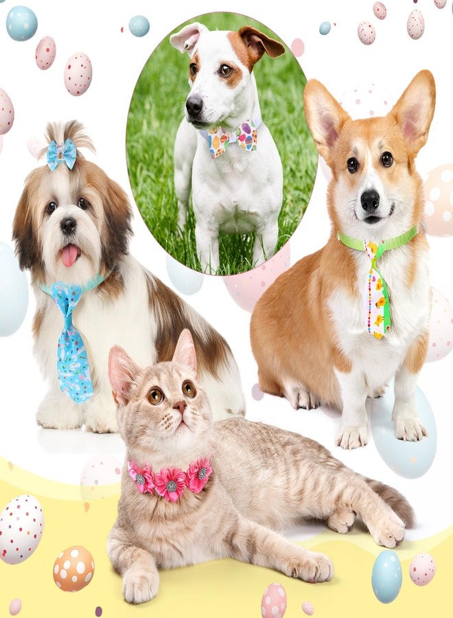 Reginary 70 Pcs Easter Dog Bow Ties Collar Set Adjustable Grooming Hair Bows Rabbit Eggs Butterfly Rhinestone Pattern Neckties for Spring Easter Puppy Cat Supplies - Image 5