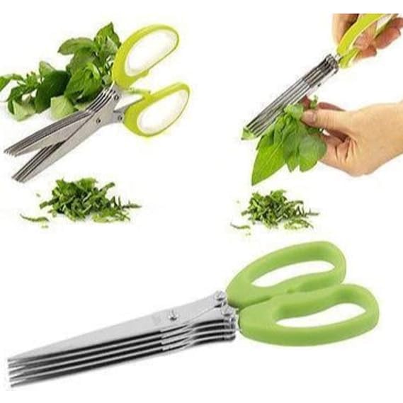 Pavan Ecommerce Shredding Scissors with Cleaning Combo MultiFunction 5 Blade Vegetable Stainless Steel Herbs Scissor Durable TimeSaving Kitchen Cutting Tool Multi Color Shredding Scissors 1 - Image 1