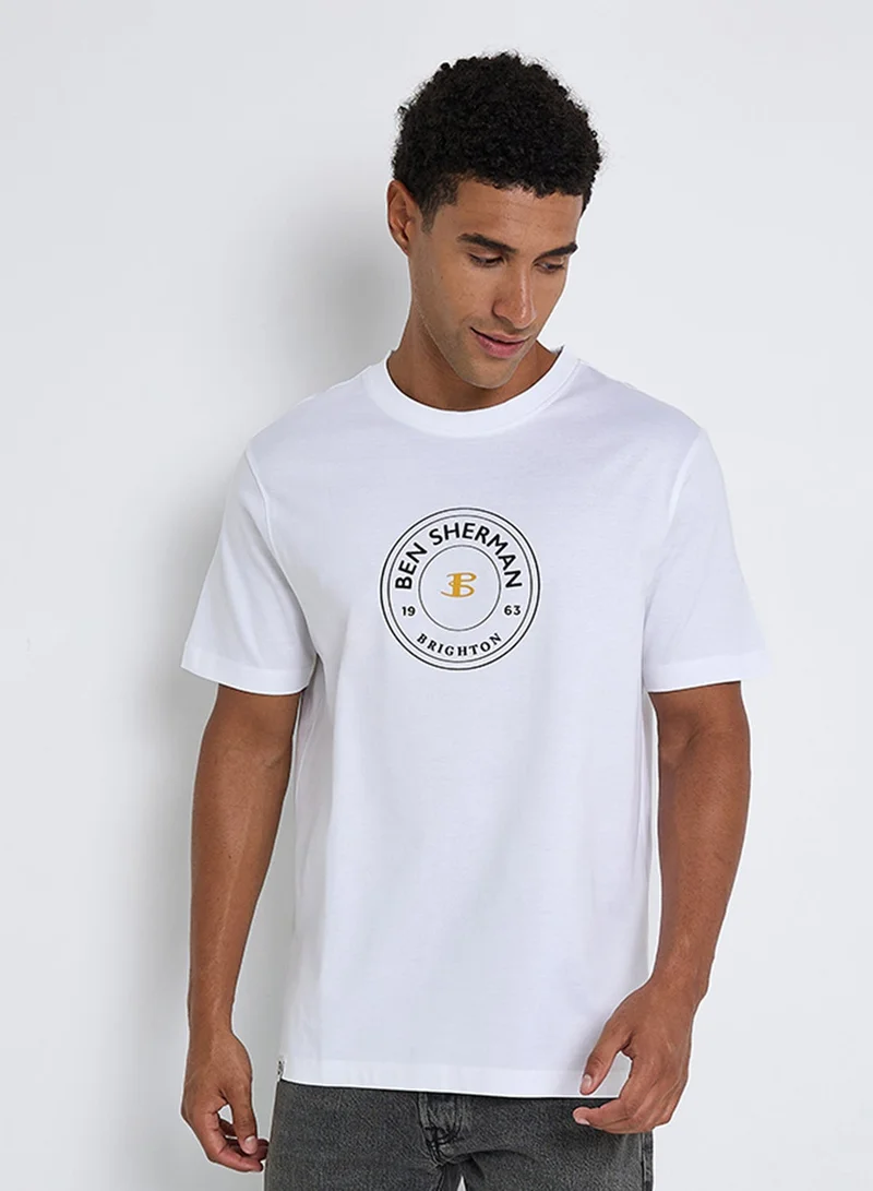 Ben Sherman Mercerised Cotton Chest Print T-Shirt