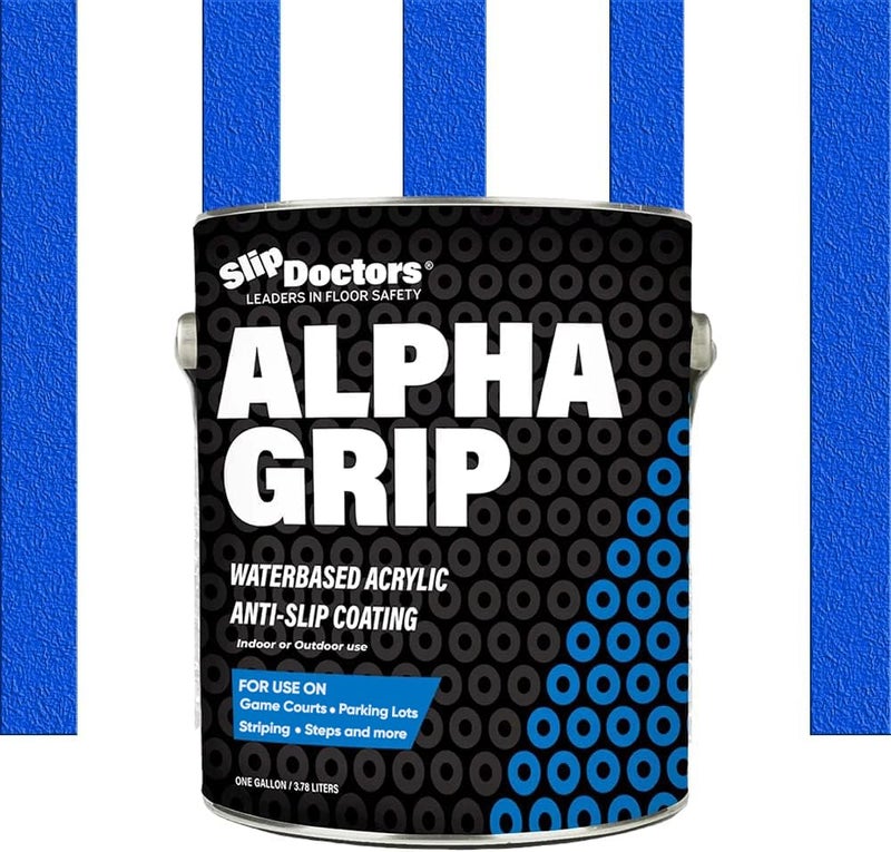 Slip Doctors Alpha Grip Non-Slip Paint for Concrete & Asphalt – Non-Skid Coating Ideal for Striping Parking Lots, Playgrounds & Pavements (Safety Blue, 1 Gallon) - Image 1