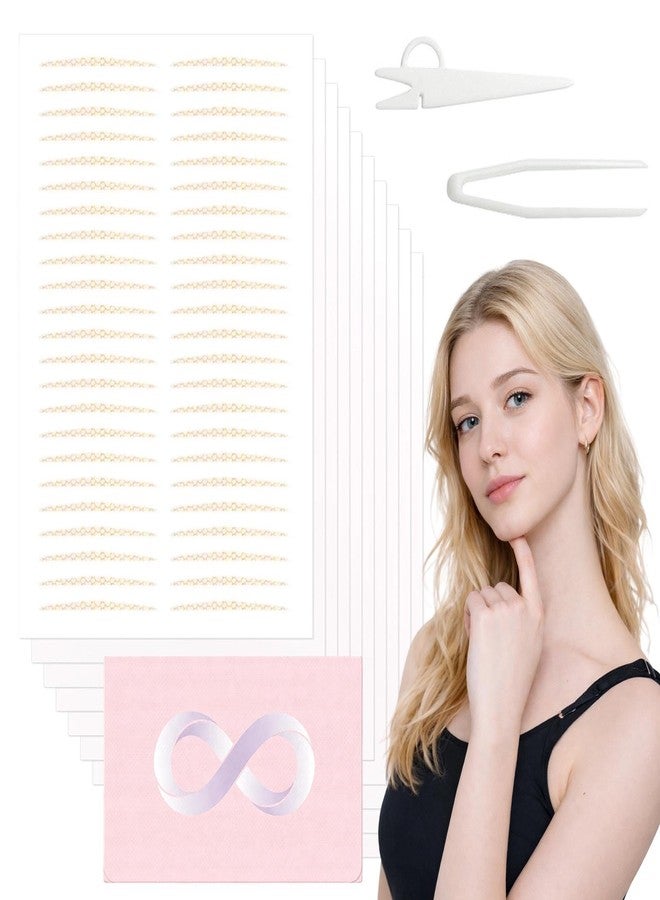 fernfern 520 PCS Double Eyelid Tape,Invisible Eyelid Lifter Strips for Natural Double Eyelids, Waterproof Eyelid Tape with Tweezers & Y Fork, Thin 23×1.3mm Eye Lift Tape for Droopy or Uneven Eyelids - Image 1