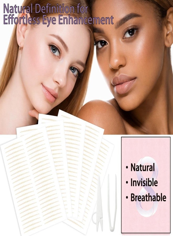 fernfern 520 PCS Double Eyelid Tape,Invisible Eyelid Lifter Strips for Natural Double Eyelids, Waterproof Eyelid Tape with Tweezers & Y Fork, Thin 23×1.3mm Eye Lift Tape for Droopy or Uneven Eyelids - Image 2