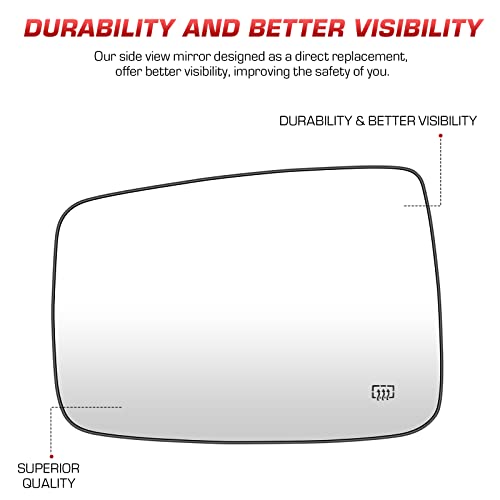 ISEYEC Driver Left Side View Heated Mirror Glass for Dodge Ram 1500 20092017 for Ram 2500 20102018 Replace 68079363AA 68050299AA Exterior Mirror Replacement Glass - Image 3