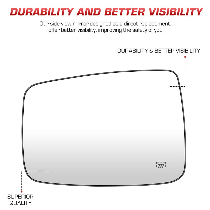 ISEYEC Driver Left Side View Heated Mirror Glass for Dodge Ram 1500 20092017 for Ram 2500 20102018 Replace 68079363AA 68050299AA Exterior Mirror Replacement Glass - Image 4