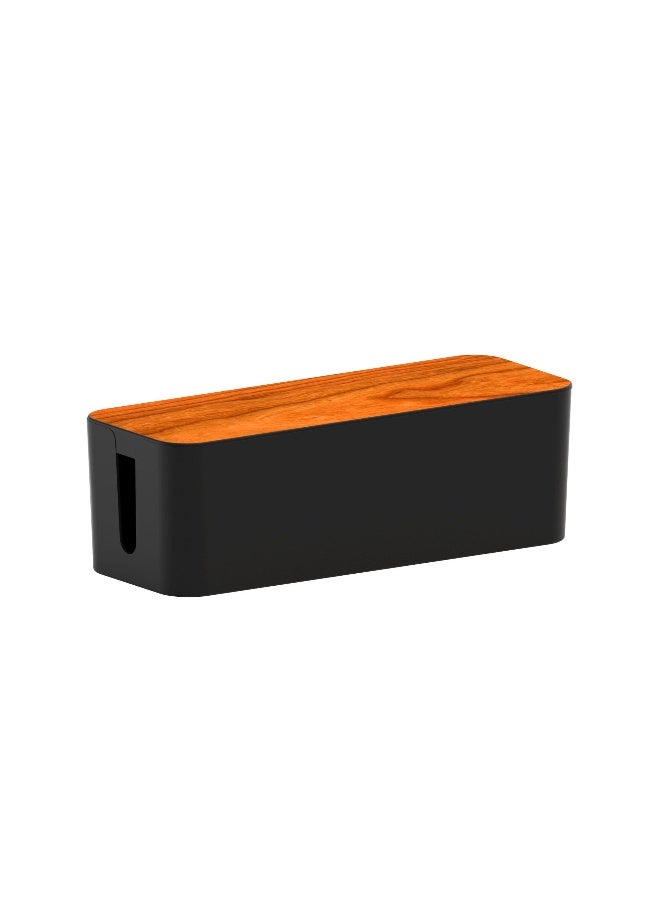 Cable Management Box With Bamboo Lid Set Of 3 Cable Management Set Large u0026 Medium u0026 Small Wooden Grain Cable Organizer Box Side Grooving High Utility  - Image 3