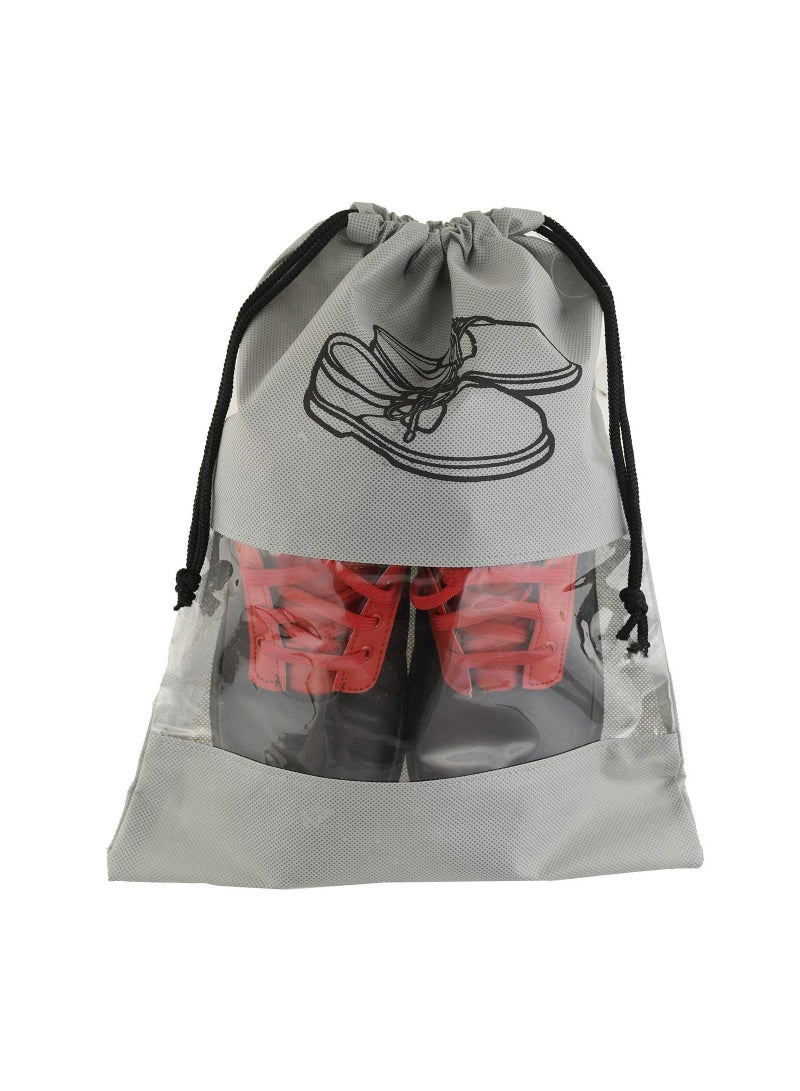 Kuber Industries Shoe Cover String Bag Organizer Shoe Print & Non Woven Material Transparent Size 43X30 Cm Pack Of 12  - Image 2