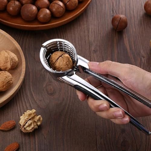 Denique Die Cast Aluminium Alloy Walnut Cracker,Luxury Nut Cutter Walnut Clamp Plier Portable Smart Akhrot Pincers with Bottle Opener, Almonds, Brazil Nuts, Hazelnuts Pista Cracker.Silver - Image 2