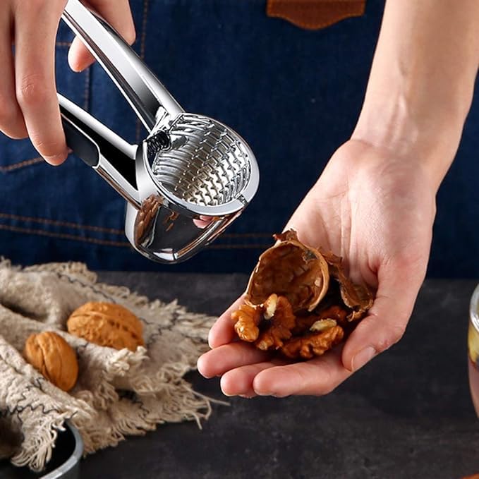 Denique Die Cast Aluminium Alloy Walnut Cracker,Luxury Nut Cutter Walnut Clamp Plier Portable Smart Akhrot Pincers with Bottle Opener, Almonds, Brazil Nuts, Hazelnuts Pista Cracker.Silver - Image 3