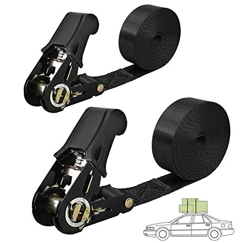Gutezeiten Endless Ratchet Tie Down Straps Heavy Duty Cargo Tie Downs, Durable Nylon Black Strap Down Ratcheting Securing Straps, Track Spring Fittings, Tie-Down Motorcycles, Trailer Loads, Kayak (20ft - 2pack) - Image 1