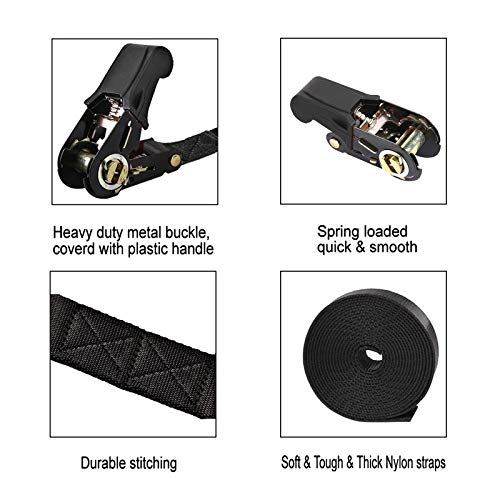 Gutezeiten Endless Ratchet Tie Down Straps Heavy Duty Cargo Tie Downs, Durable Nylon Black Strap Down Ratcheting Securing Straps, Track Spring Fittings, Tie-Down Motorcycles, Trailer Loads, Kayak (20ft - 2pack) - Image 2