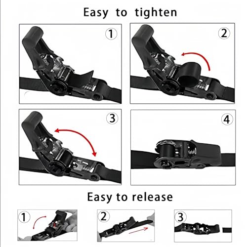 Gutezeiten Endless Ratchet Tie Down Straps Heavy Duty Cargo Tie Downs, Durable Nylon Black Strap Down Ratcheting Securing Straps, Track Spring Fittings, Tie-Down Motorcycles, Trailer Loads, Kayak (20ft - 2pack) - Image 5