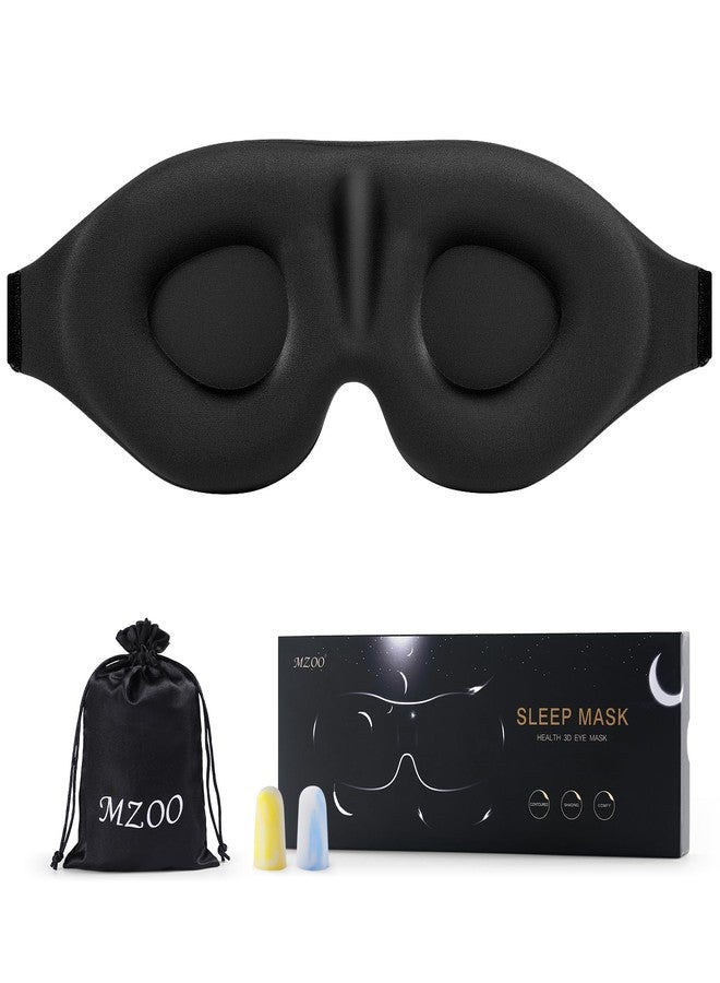 MZOO Luxury Sleep Eye Mask for Side Sleeper Men Women, Zero Eye Pressure 3D Sleeping Mask, Light Blocking Patented Design Night Blindfold, Soft Eye Shade Cover for Travel, Black - Image 1
