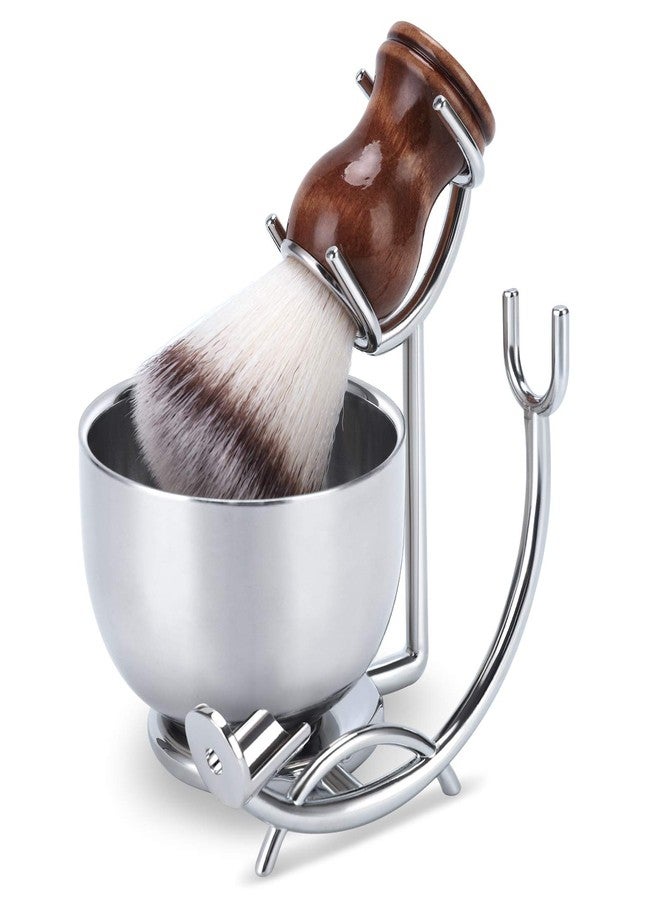 PerPro Straight Razor stand With Perfect double layer stainless steel Shaving Soap Bowl and Shaving Brush Natural Solid Wood Handle - Image 1