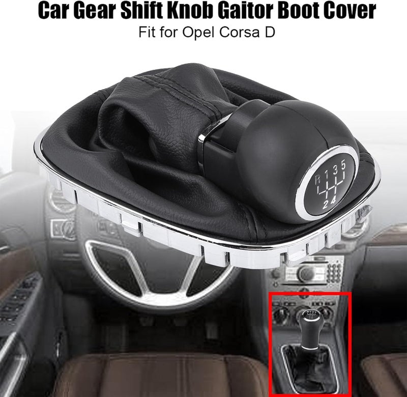 plplaaoo Gear Shift Cover,Shift Knob Cover,Stick Shift Cover,Gear Shifter Cover,Car Gear Shift Knob Lever Stick Gaitor Boot Cover for Opel Cor sa D 009140093 19276,Pu Leather + Plastic - Image 3