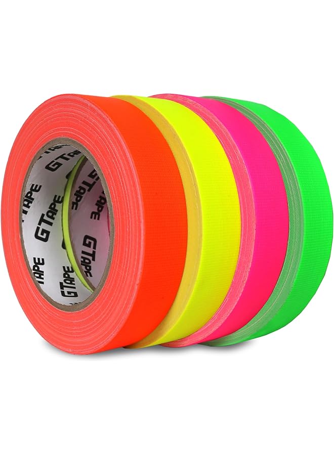 PROMASS promass Colored Gaffer Tape | Orange, Yellow, Pink & Green | Weatherproof | Matte | No Residue | Easy Tear | Used for Masking, Marking, Labeling & Crafts | Width: 24mm | Length: 25m | 4 Rolls in 1  - Image 1