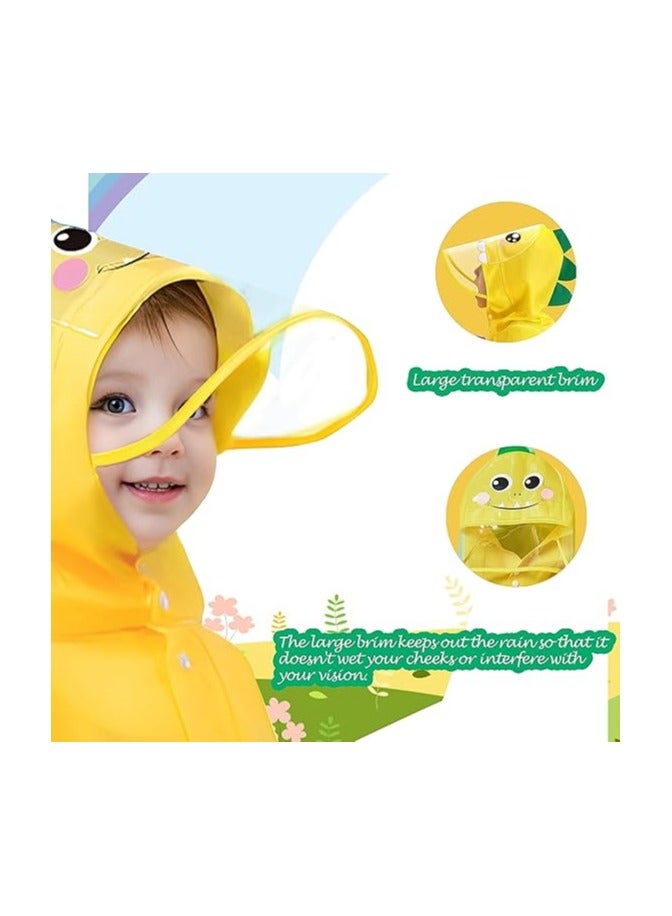 معطف مطري للأطفال للأولاد والبنات مع قبعة، معطف مطري مقاوم للماء وقابل لإعادة الاستخدام من EVA للأطفال الصغار، بطابع كرتوني - Image 3