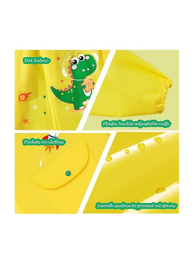 معطف مطري للأطفال للأولاد والبنات مع قبعة، معطف مطري مقاوم للماء وقابل لإعادة الاستخدام من EVA للأطفال الصغار، بطابع كرتوني - Image 5