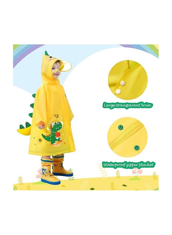 معطف مطري للأطفال للأولاد والبنات مع قبعة، معطف مطري مقاوم للماء وقابل لإعادة الاستخدام من EVA للأطفال الصغار، بطابع كرتوني - Image 4