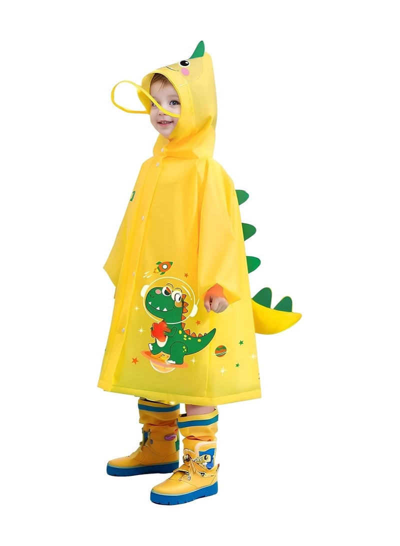 معطف مطري للأطفال للأولاد والبنات مع قبعة، معطف مطري مقاوم للماء وقابل لإعادة الاستخدام من EVA للأطفال الصغار، بطابع كرتوني - Image 1