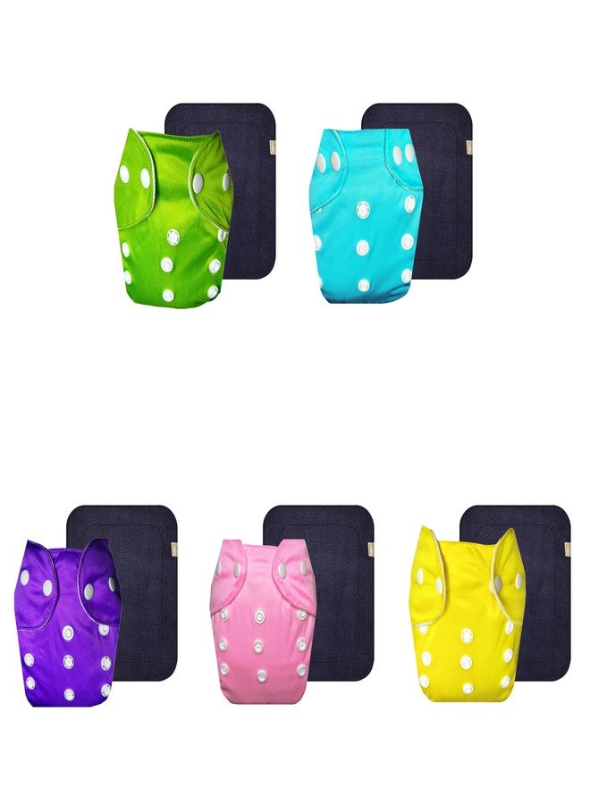 Dumbledo Lite Cloth Diaper with Gray Insert (Pack of 5) | Snug Fit | Breathable | Travel Friendly | All-Day Wear | 3 Months - 2 Years | Unisex Baby - Image 1