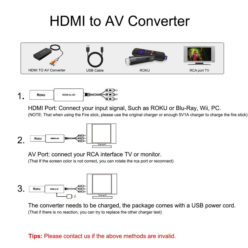 LVY HDMI to RCA Converter, HDMI to Composite Video Audio Converter Adapter, HDMI to AV, Supports PAL/NTSC for PS4, Xbox, Switch, TV Stick, Blu-Ray, DVD Player, - Image 4