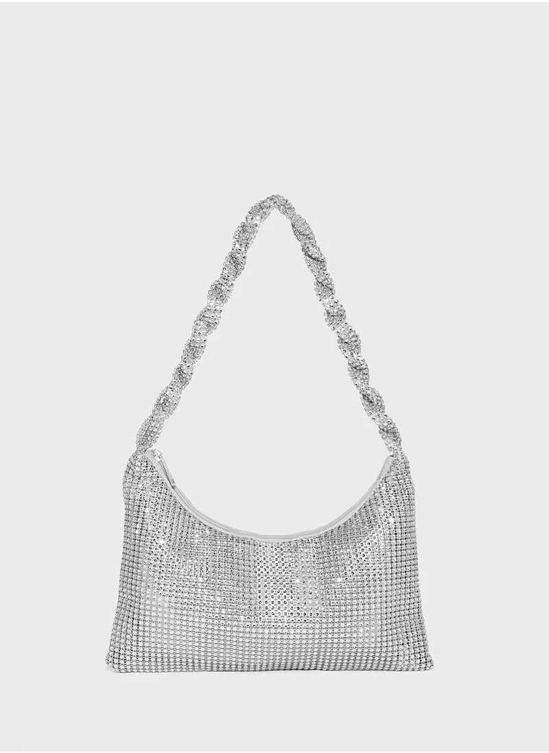 Ella Limited Edition Diamante Braided Handle Shoulder Bag