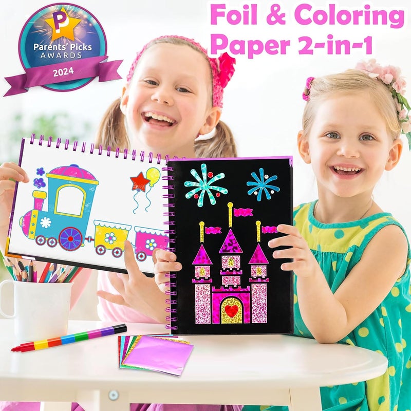 FUNNYB&G Foil Art Kit - Foil Crafts for Kids, Toys for Girls 4-10 Years Old, No Mess Travel Essentials, Kids Toys, Girls Gifts, Birthday Gift, Coloring Books for Kids - Image 2