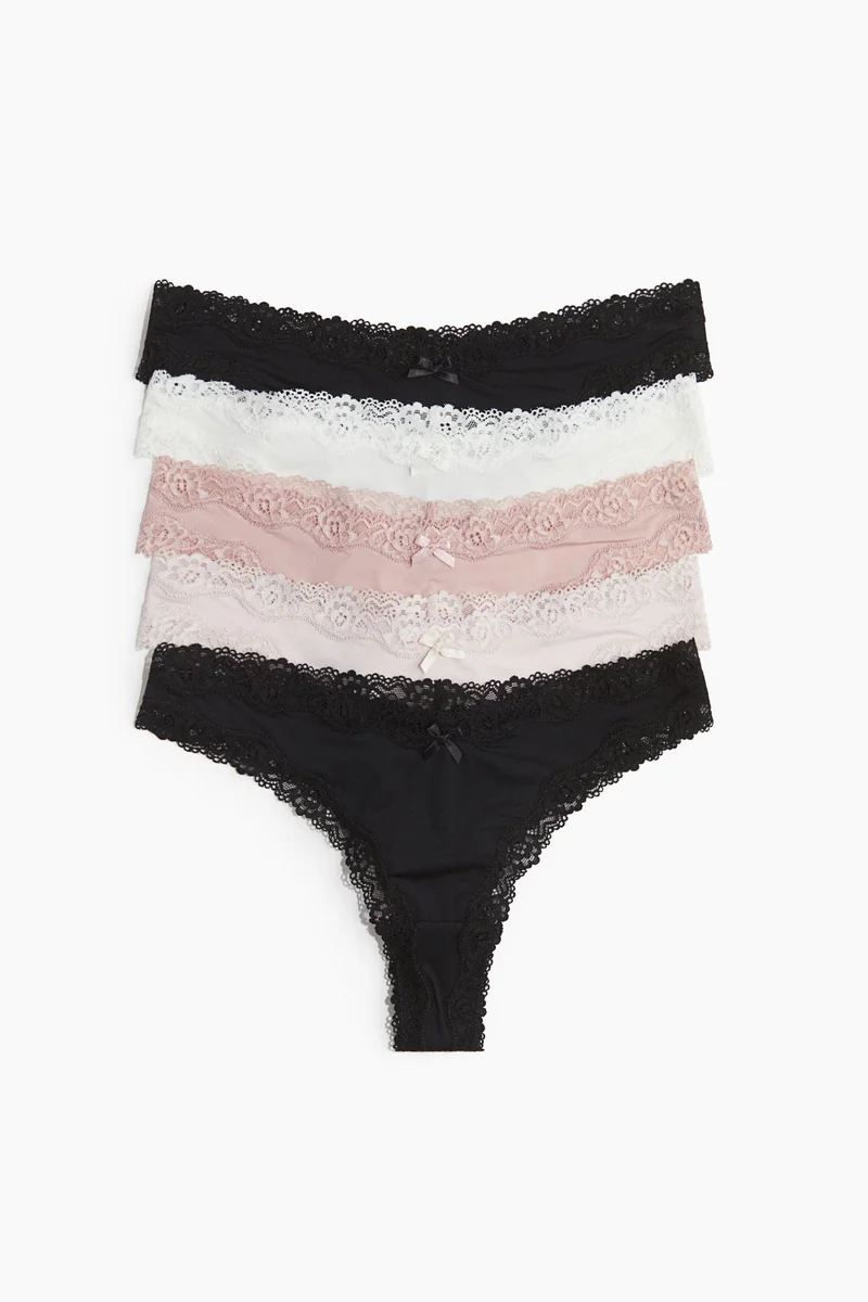 H&M 5-pack microfibre and lace Brazilian briefs