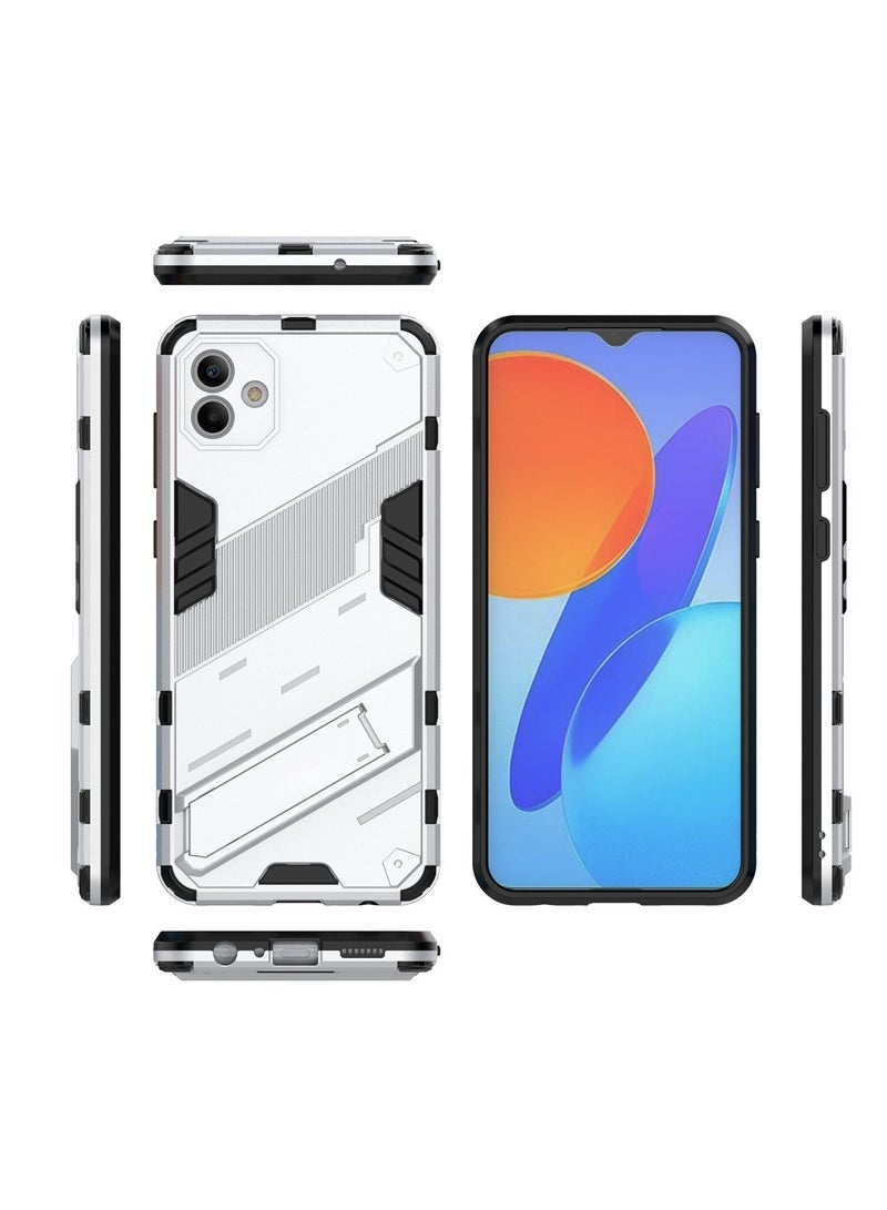 Punk Armor 2 in 1 PC Tpu Shockproof Phone Case with Invisible Holder For Samsung Galaxy A04e (white) - Image 1