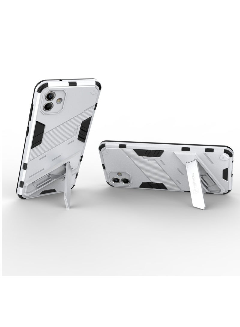 Punk Armor 2 in 1 PC Tpu Shockproof Phone Case with Invisible Holder For Samsung Galaxy A04e (white) - Image 2