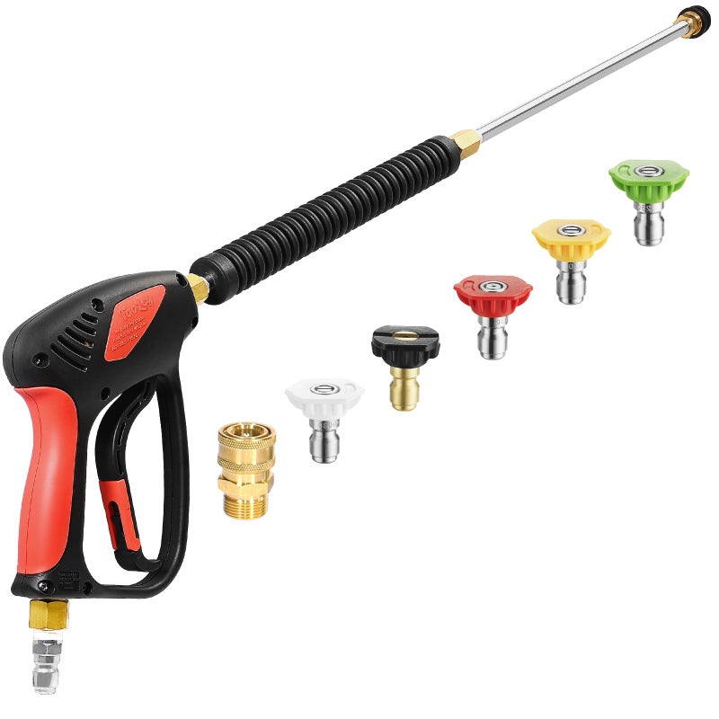 TOOLCY Pressure Washer Gun, Adjustable Power Washer Swivel Gun and Extension Wand, 4000 PSI, 7 GPM, M22-14mm to 3/8" Quick Connection, 5 Nozzle Tips, Fit Most Power Washer - Image 1