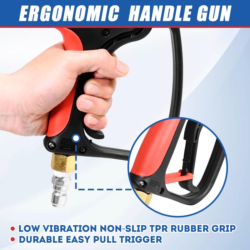 TOOLCY Pressure Washer Gun, Adjustable Power Washer Swivel Gun and Extension Wand, 4000 PSI, 7 GPM, M22-14mm to 3/8" Quick Connection, 5 Nozzle Tips, Fit Most Power Washer - Image 3