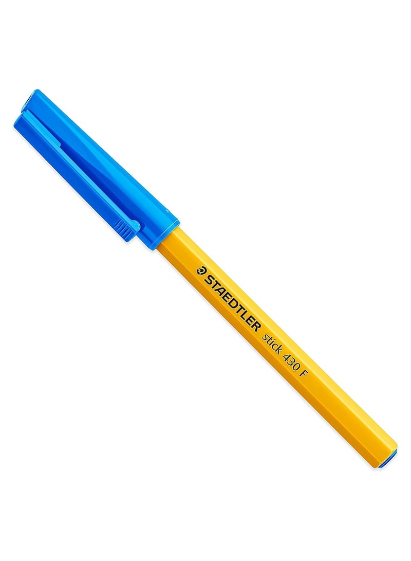 Staedtler Fine 430F Stick Ballpoint Pens Writing Pen Smooth - Blue Ink - Pack Of 6 - Image 2